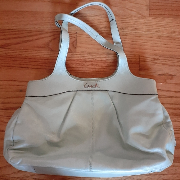 Coach Handbags - Authentic Coach Lexi Metallic Aqua Leather Handbag